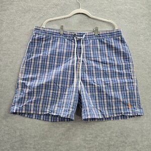Polo by Ralph Lauren Blue and White Plaid Swim Trunks